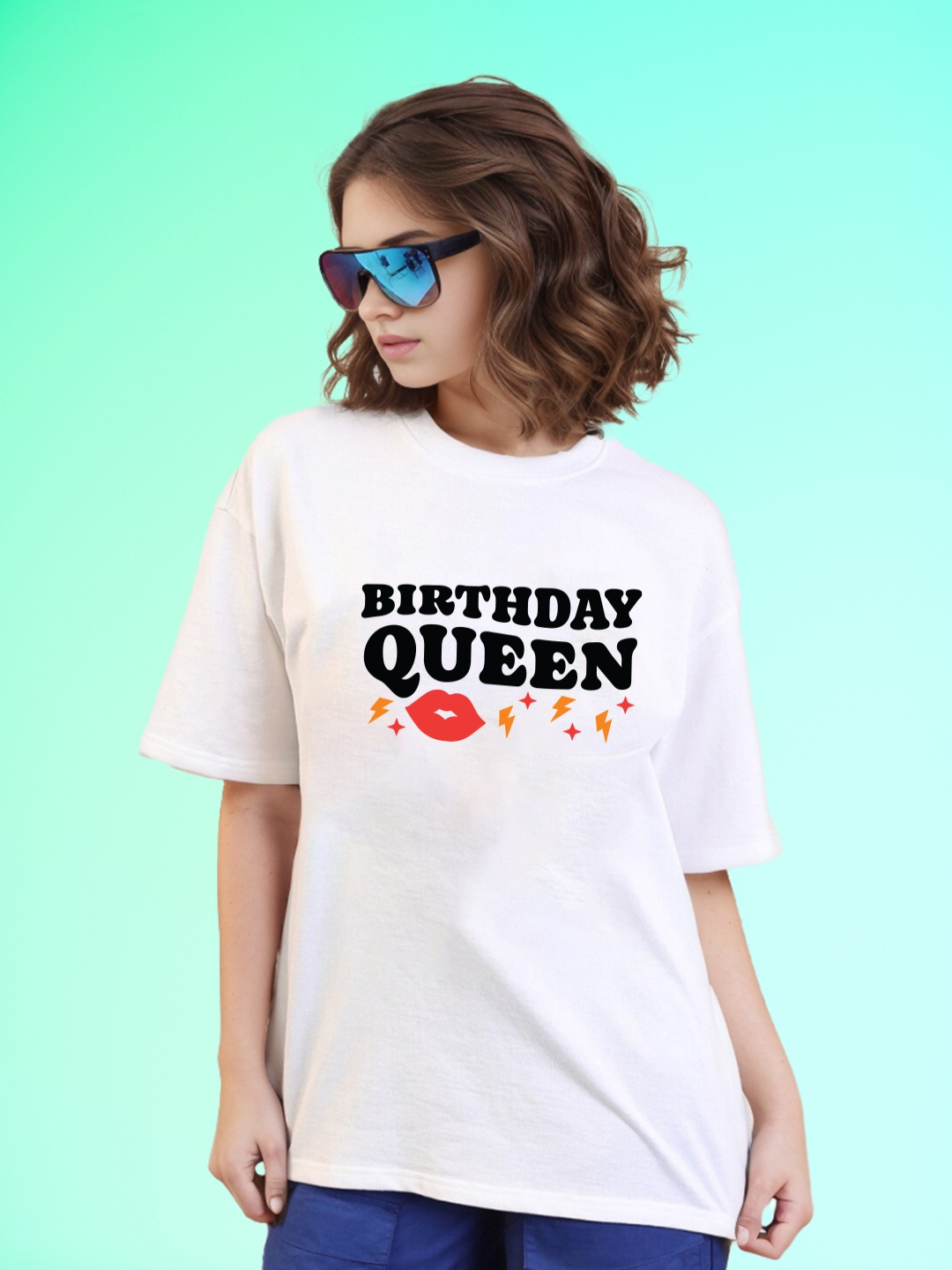 

Slenor Typography Printed Drop-Shoulder Sleeves Longline Oversized Cotton T-shirt, White