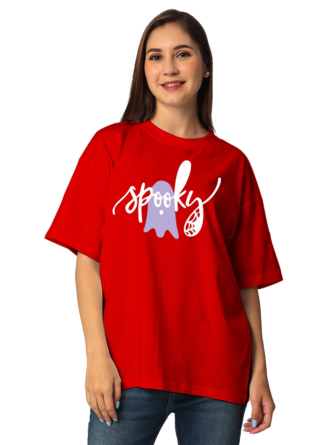 

STATUS MANTRA Women Typography Printed Bio Finish Applique T-shirt, Red