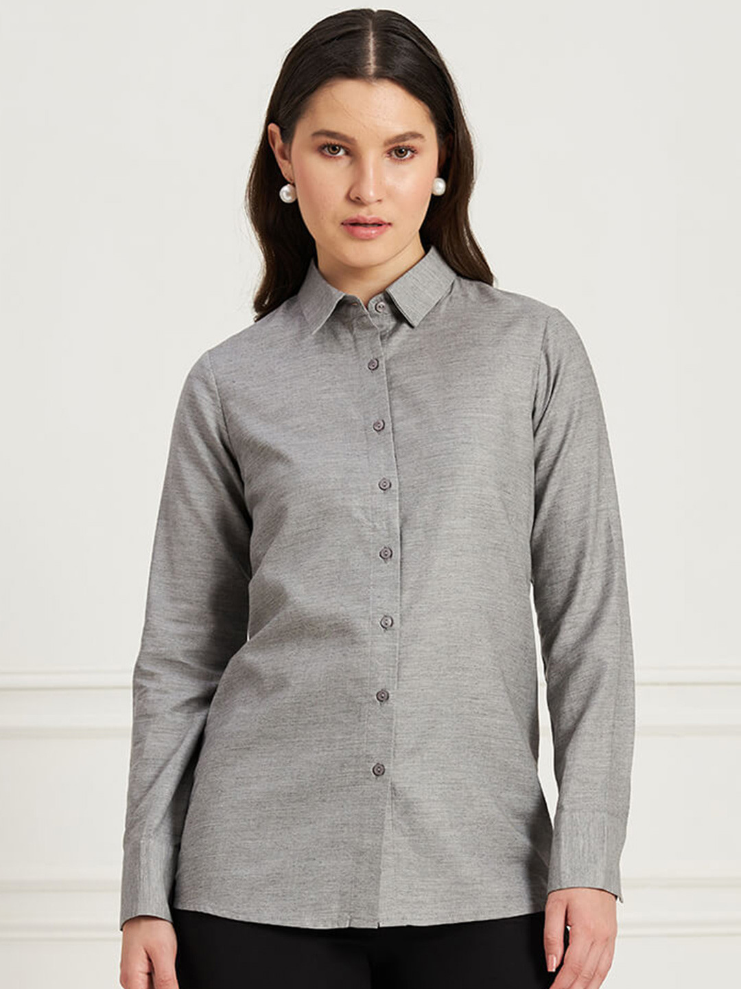 

SALT ATTIRE Women Modern Opaque Formal Shirt, Grey
