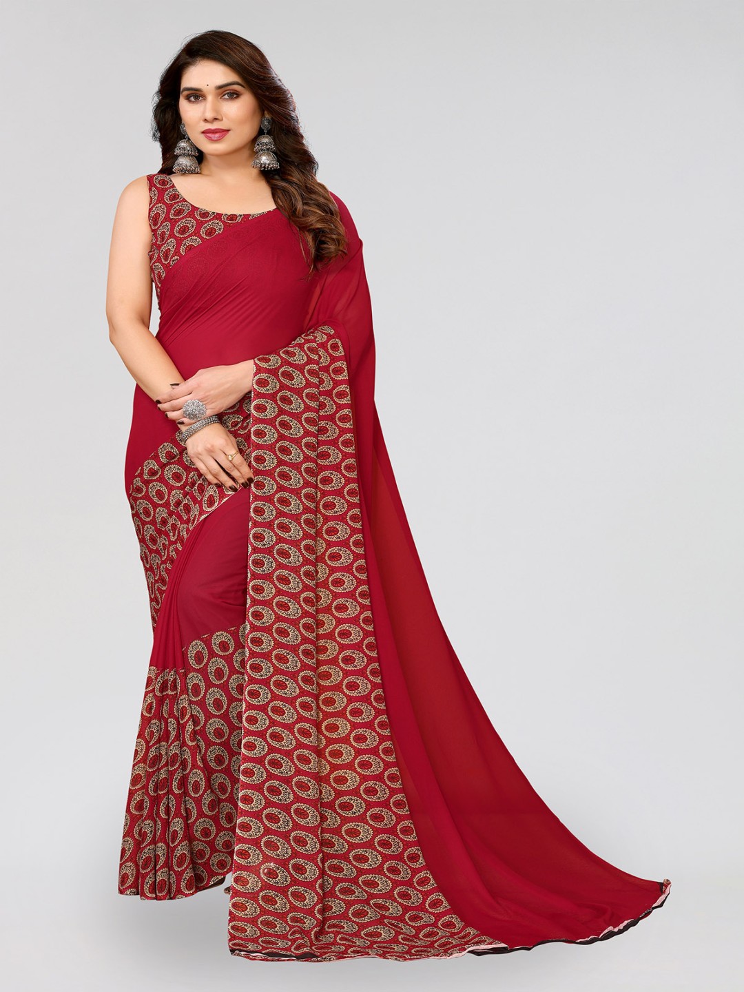 

ANAND SAREES Floral Printed, Black