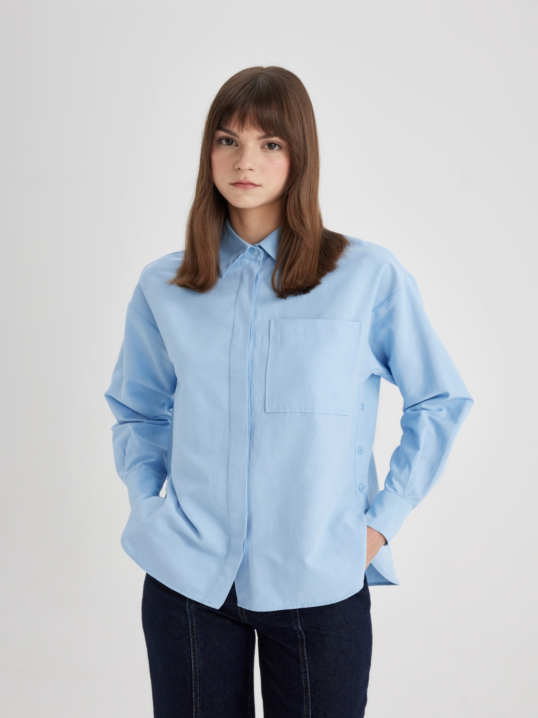 

DeFacto Spred Collar Casual Shirt, Blue