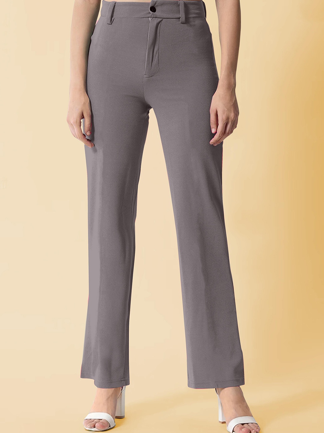 

N N ENTERPRISE Women Original High-Rise Trousers, Grey