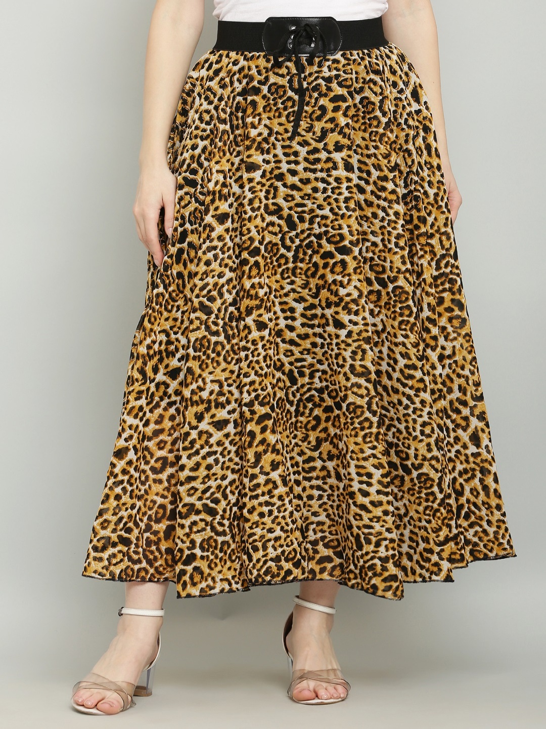 

Raabta Fashion Printed Flared Maxi Skirts, Brown