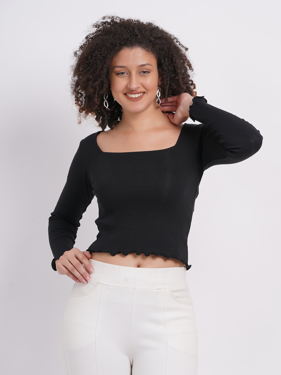 

SIGHTBOMB Cotton Crop Top, Black