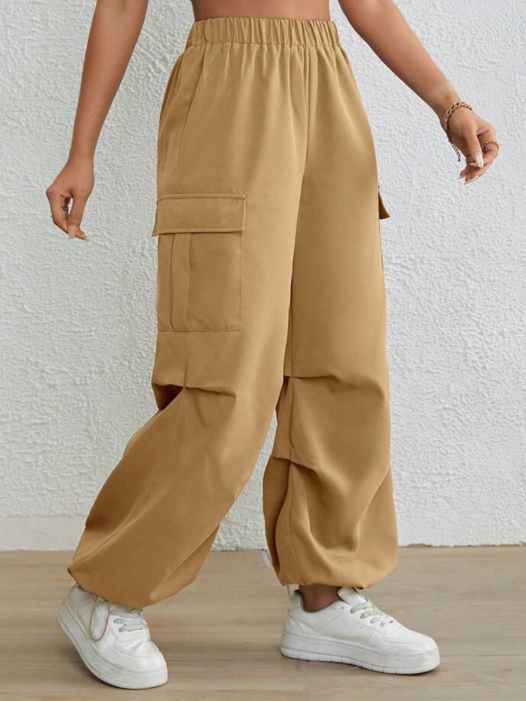 

Next One Women Smart Baggy Fit Parachute Trousers, Beige