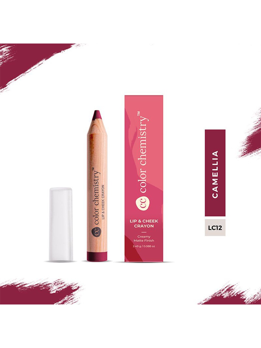 

Color Chemistry Creamy Matte Finish Lip & Cheek Crayon - 2.5 g - Camellia LC12, Maroon