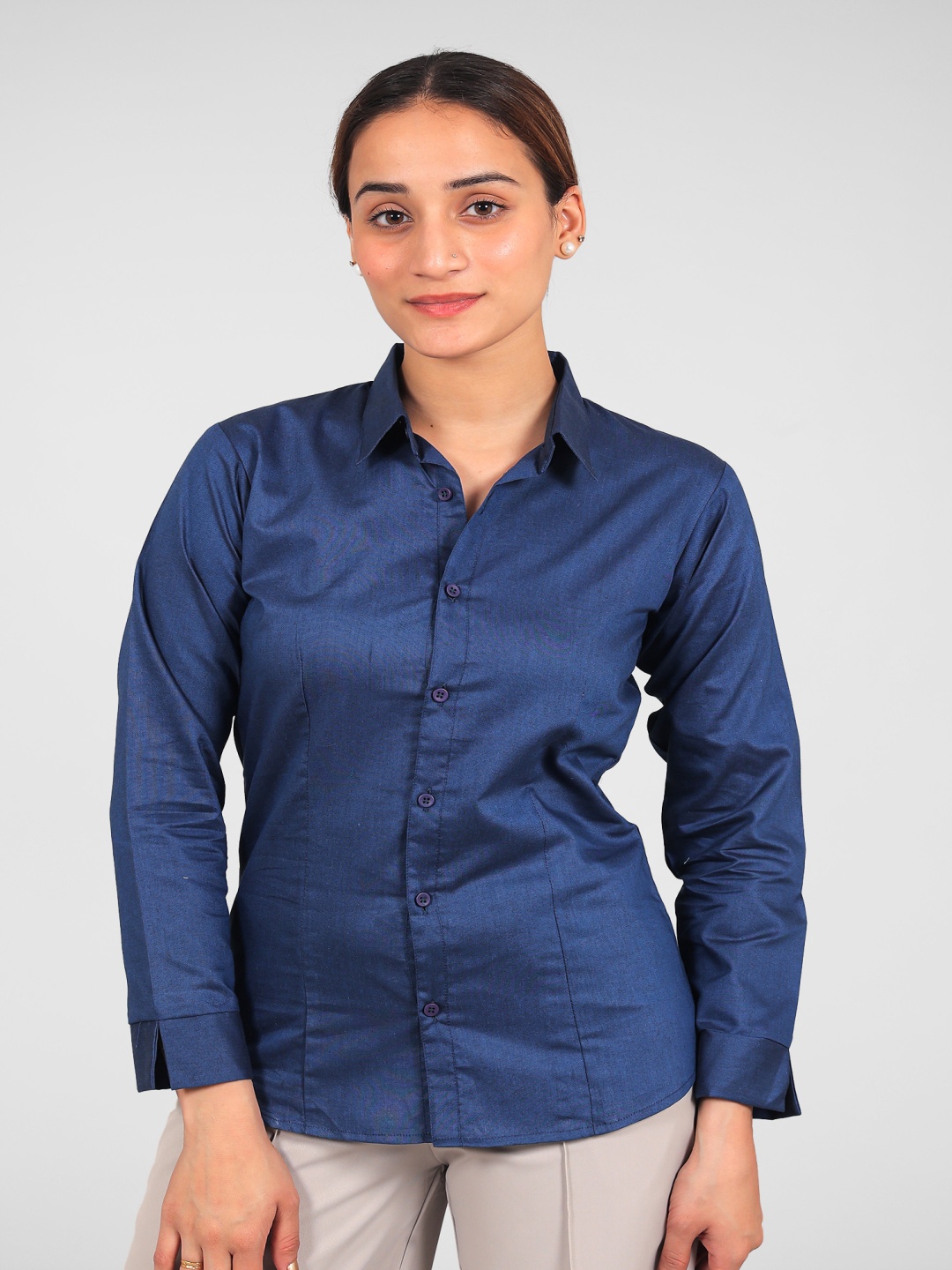 

BLUEBIRD Classic Spread Collar Casual Shirt, Blue