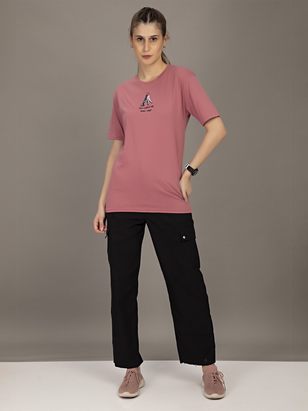 

STHULAS Printed Pure Cotton T-Shirt, Pink