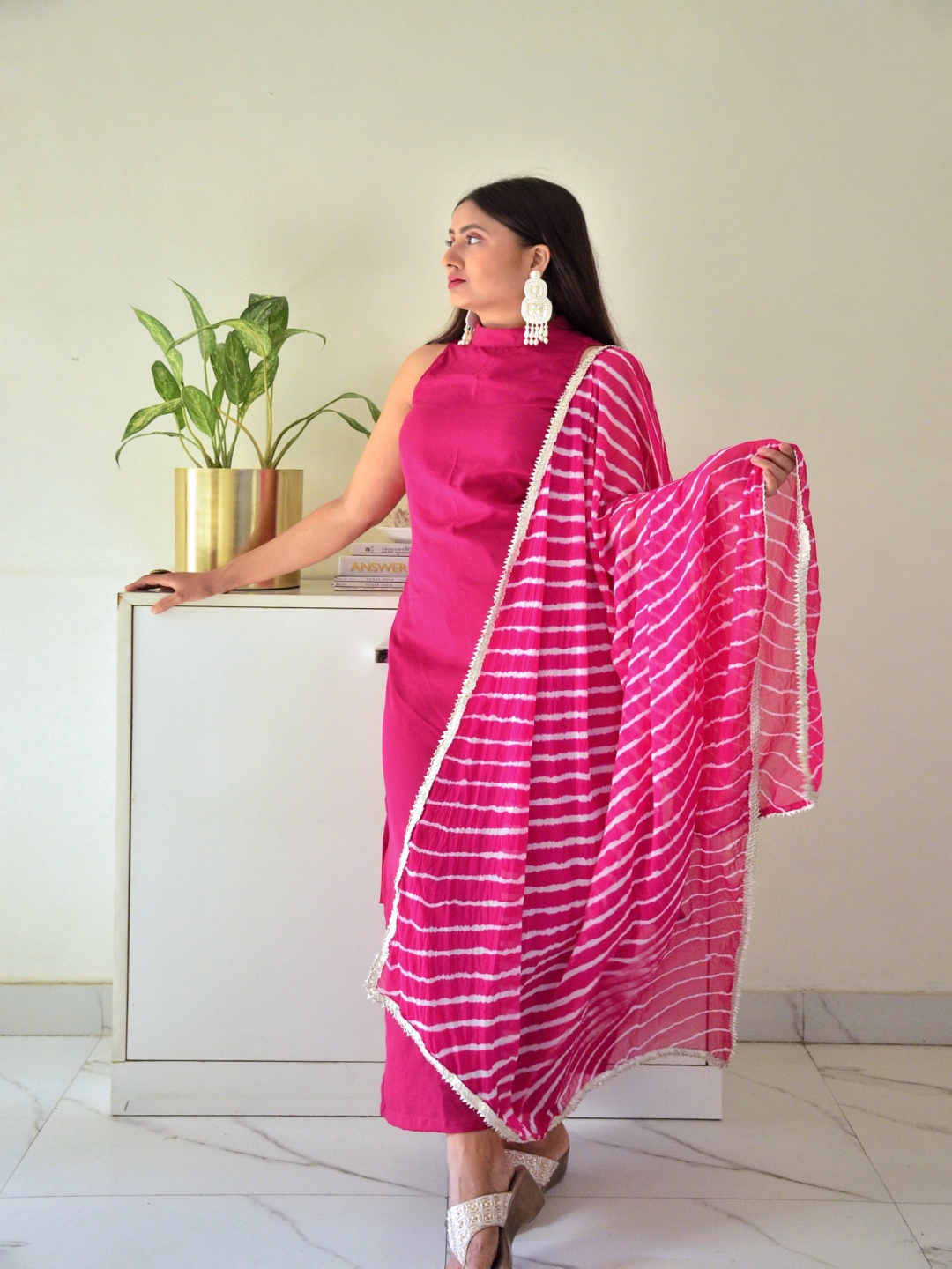 

Chandbaali Striped Chiffon Maxi Dress, Blue