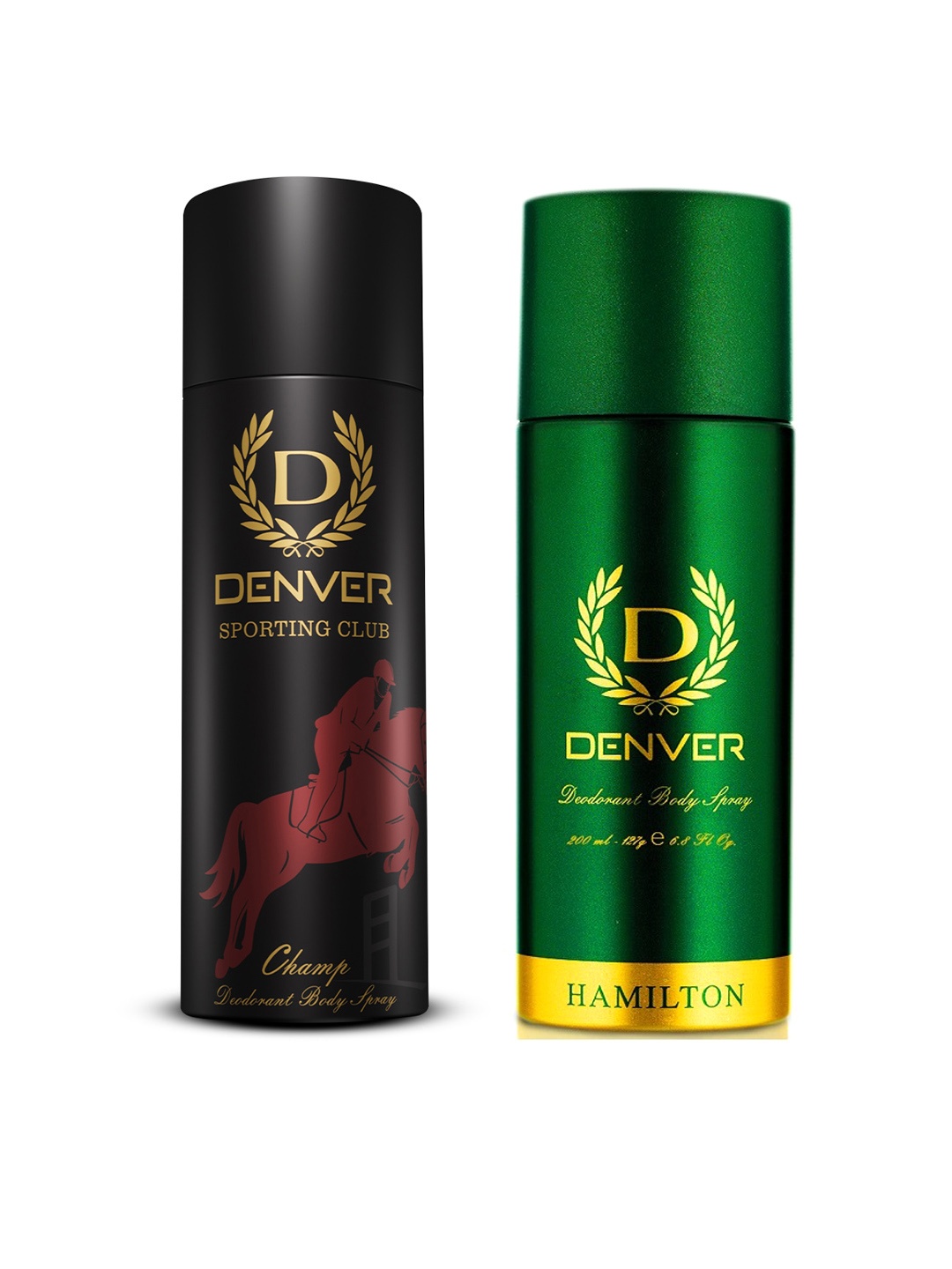 

Denver Men Set of 2 Long Lasting Deodorant - Hamilton 200ml & Sporting Club Champ 200ml, Green