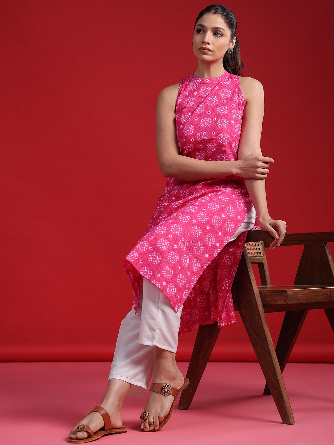 

Indo Era Women Yoke Design Kurta, Pink