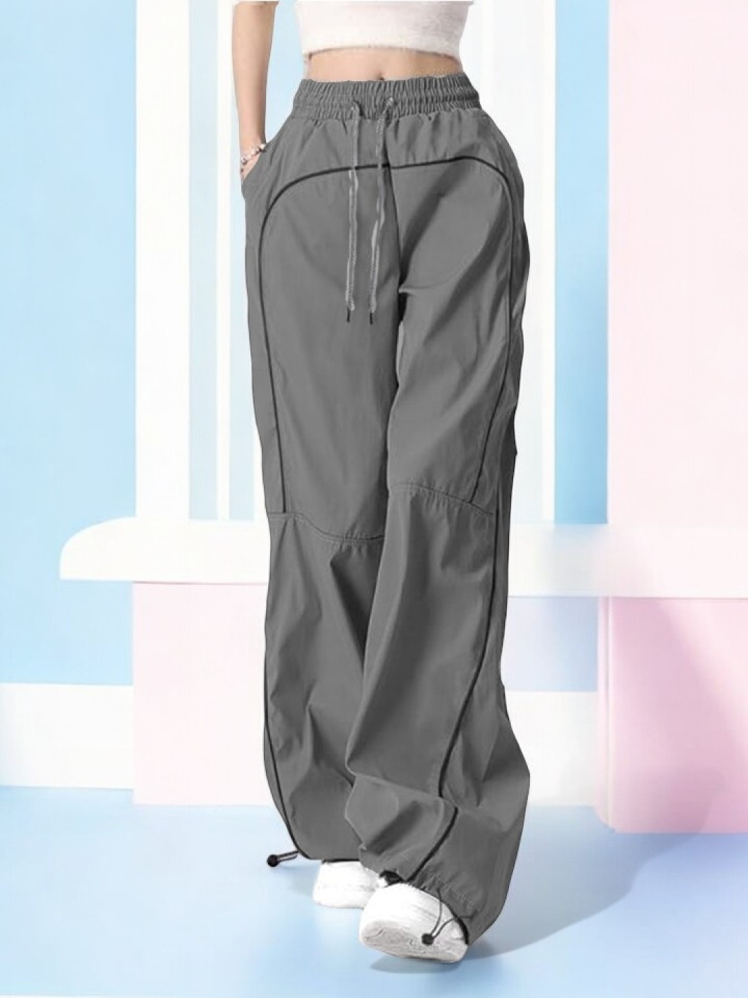 

TABADTOD Women Relaxed Loose Fit Easy Wash Wide Leg Trousers, Grey