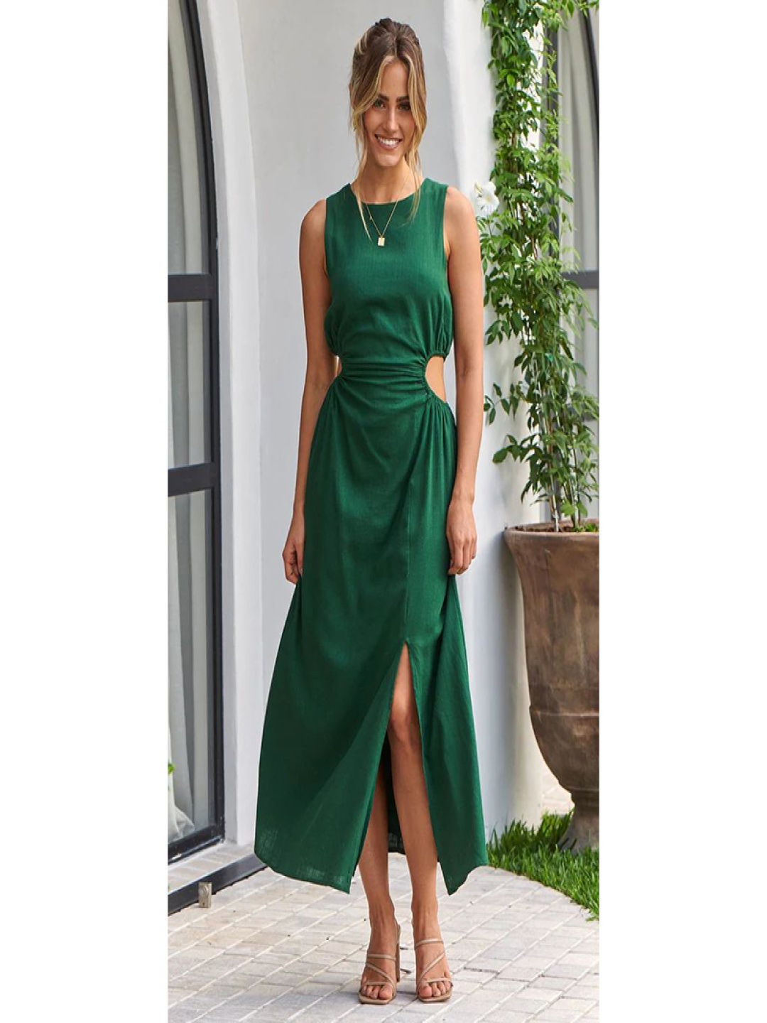 

StyleCast x Revolte Cut-Outs Sheath Maxi Dress, Green
