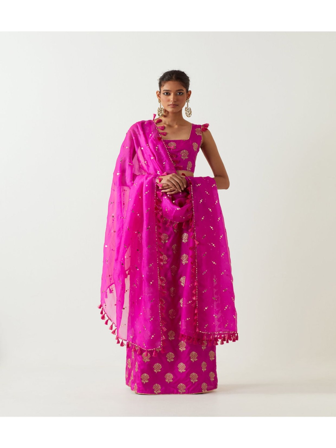 

Payal Singhal Embroidered Sleeveless Ready to Wear Lehenga & Blouse With Dupatta, Pink