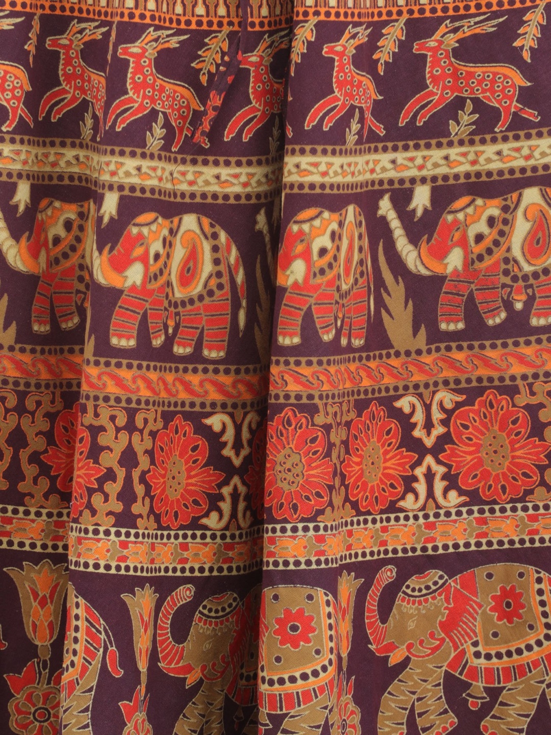 

Exotic India Ethnic Motif Printed Pure Cotton Flared Skirts, Purple