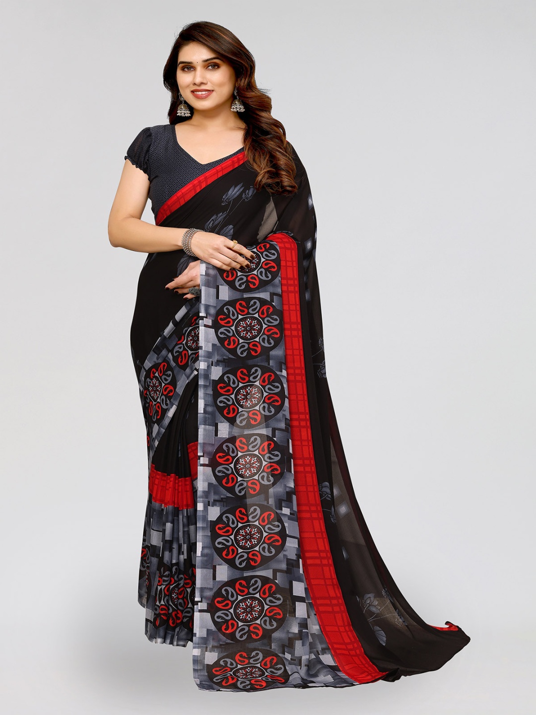 

ANAND SAREES Floral Printed Saree, Blue