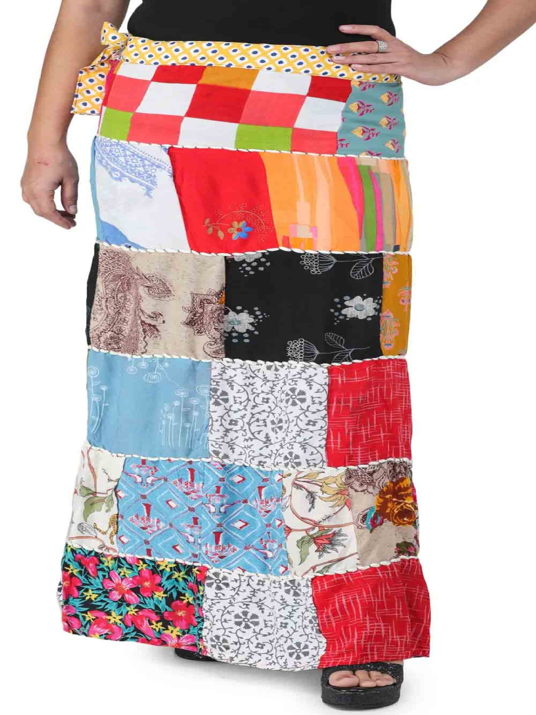 

Exotic India Printed Pure Cotton A-Line Maxi Skirt, Assorted