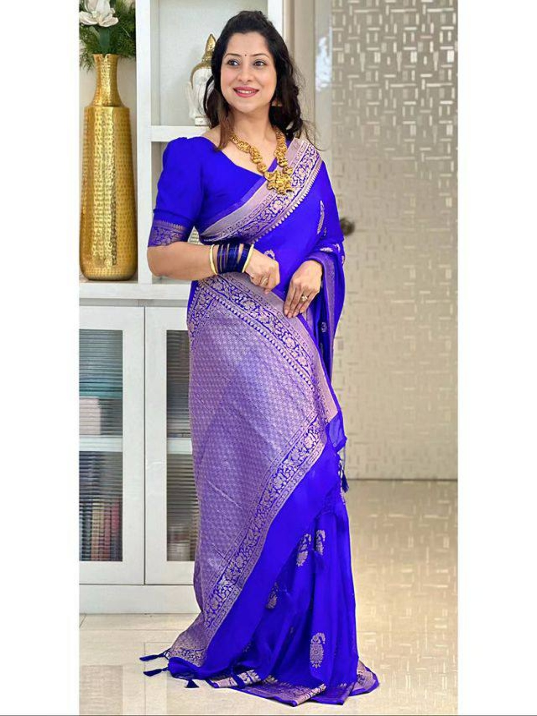 

Upalksh Ethnic Motif Zari Woven Banarasi Saree, Blue