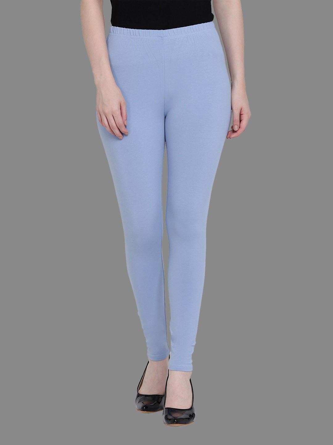 

FFU Women Ankle-length Cotton Solid Leggings, Blue