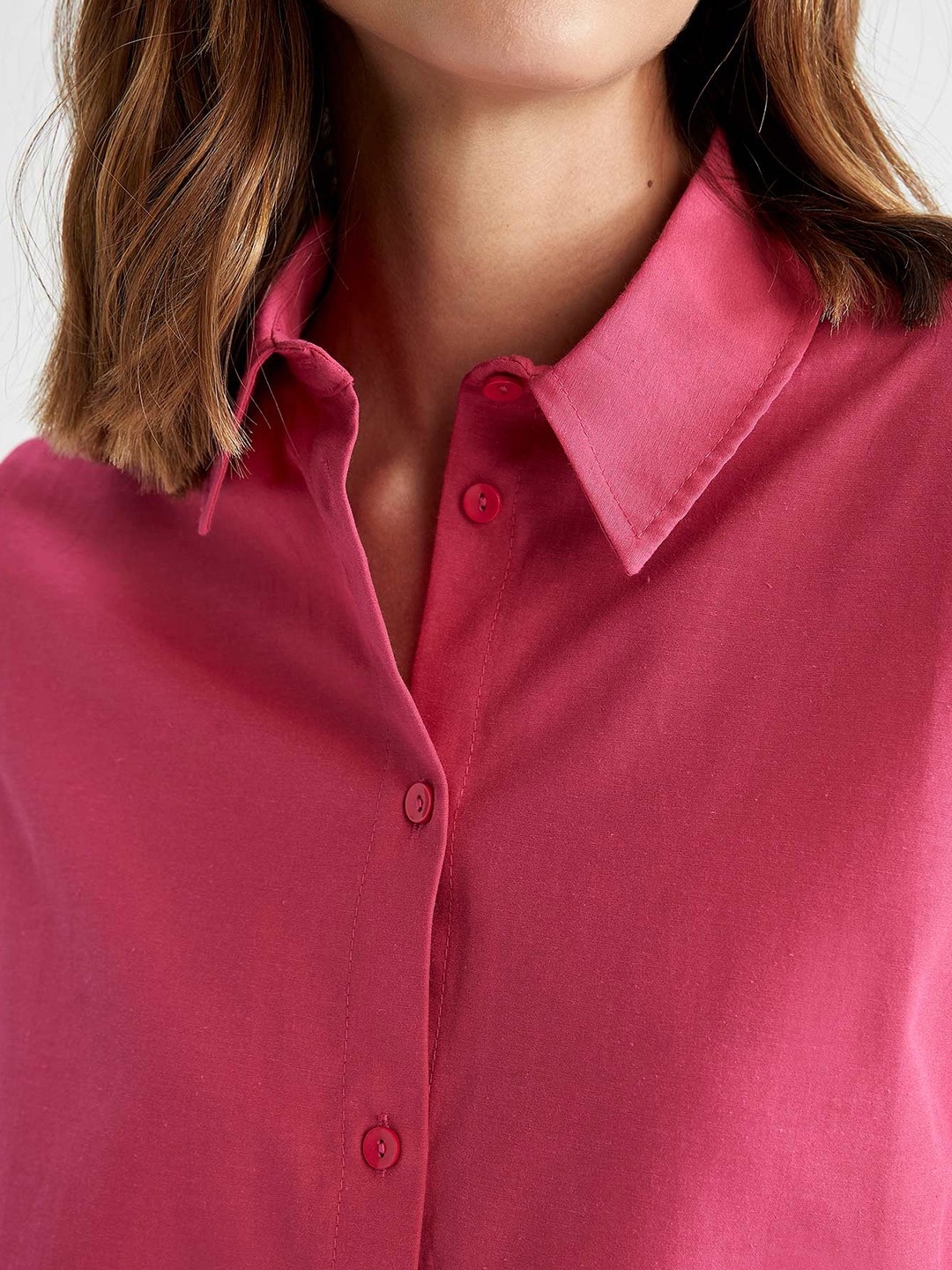 

Fab Star Comfort Long Sleeves Spread Collar Cotton Opaque Casual Shirt, Pink