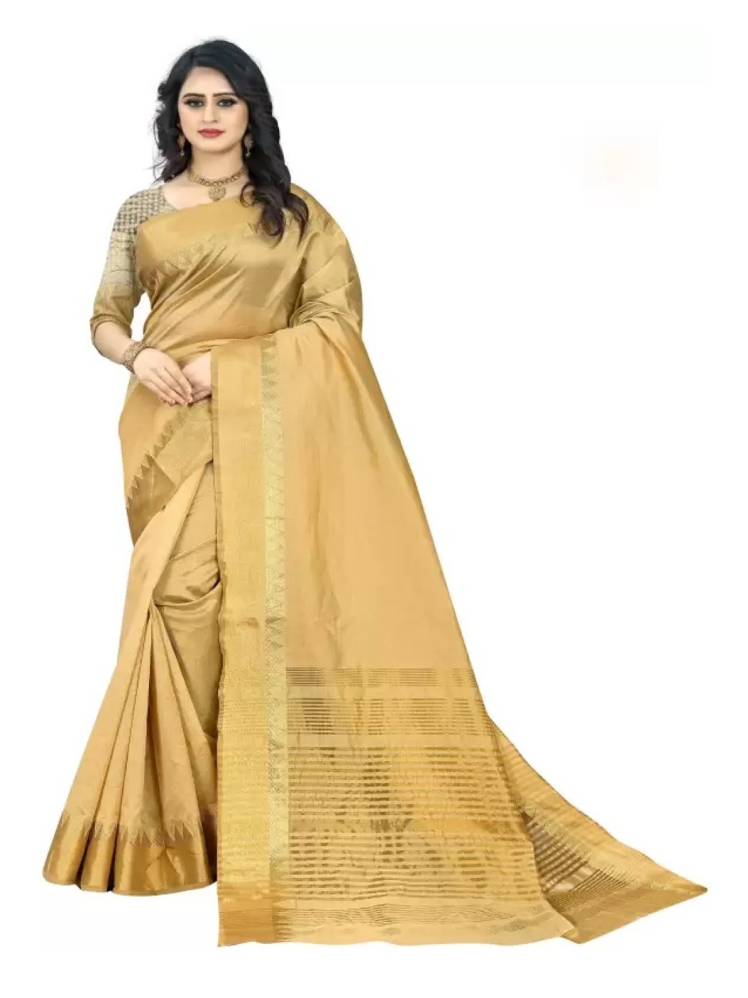 

THE WOMEN DECOR Zari Silk Cotton Tussar Saree, Cream