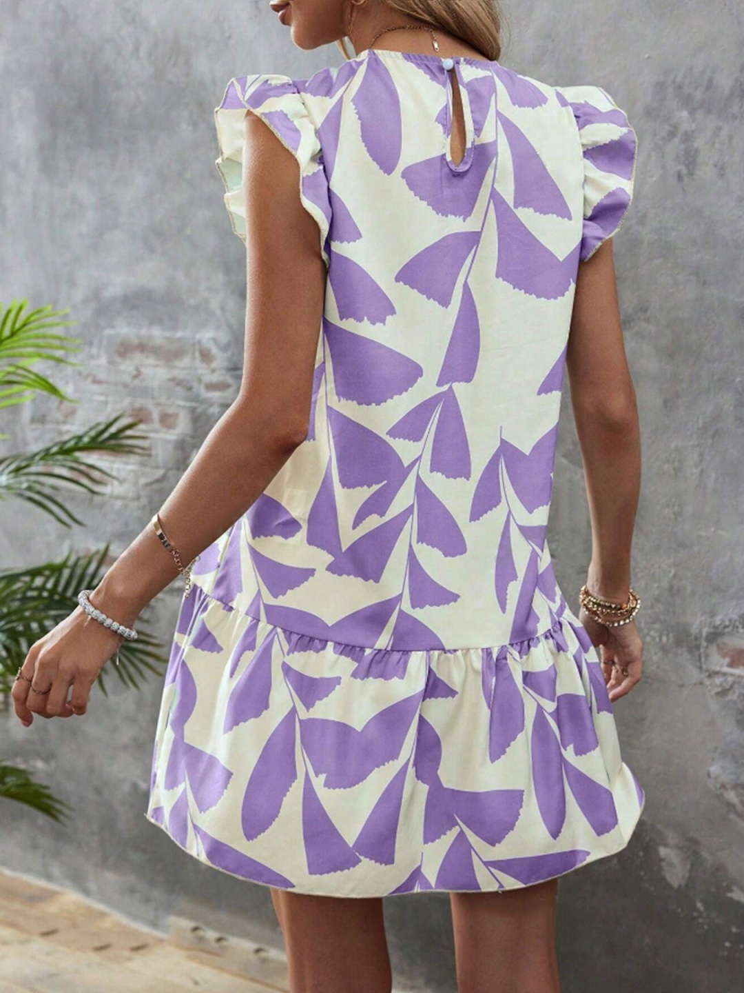 

Mast & Harbour Round Neck Printed A-Line Dress, Purple