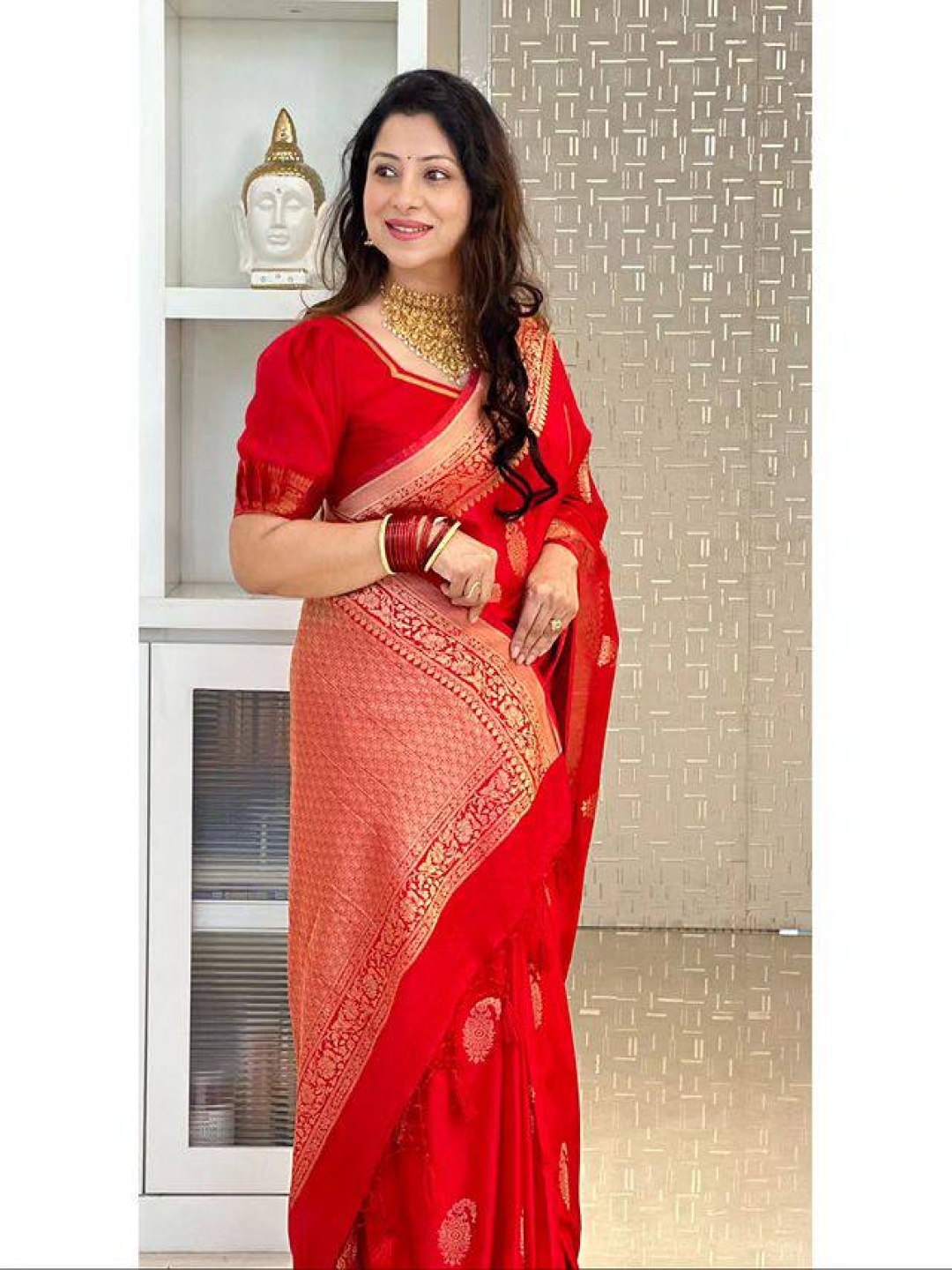 

Upalksh Ethnic Motif Zari Woven Banarasi Saree, Red