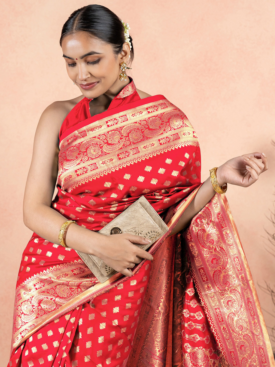 

Subham Woven Design Zari Saree, Red