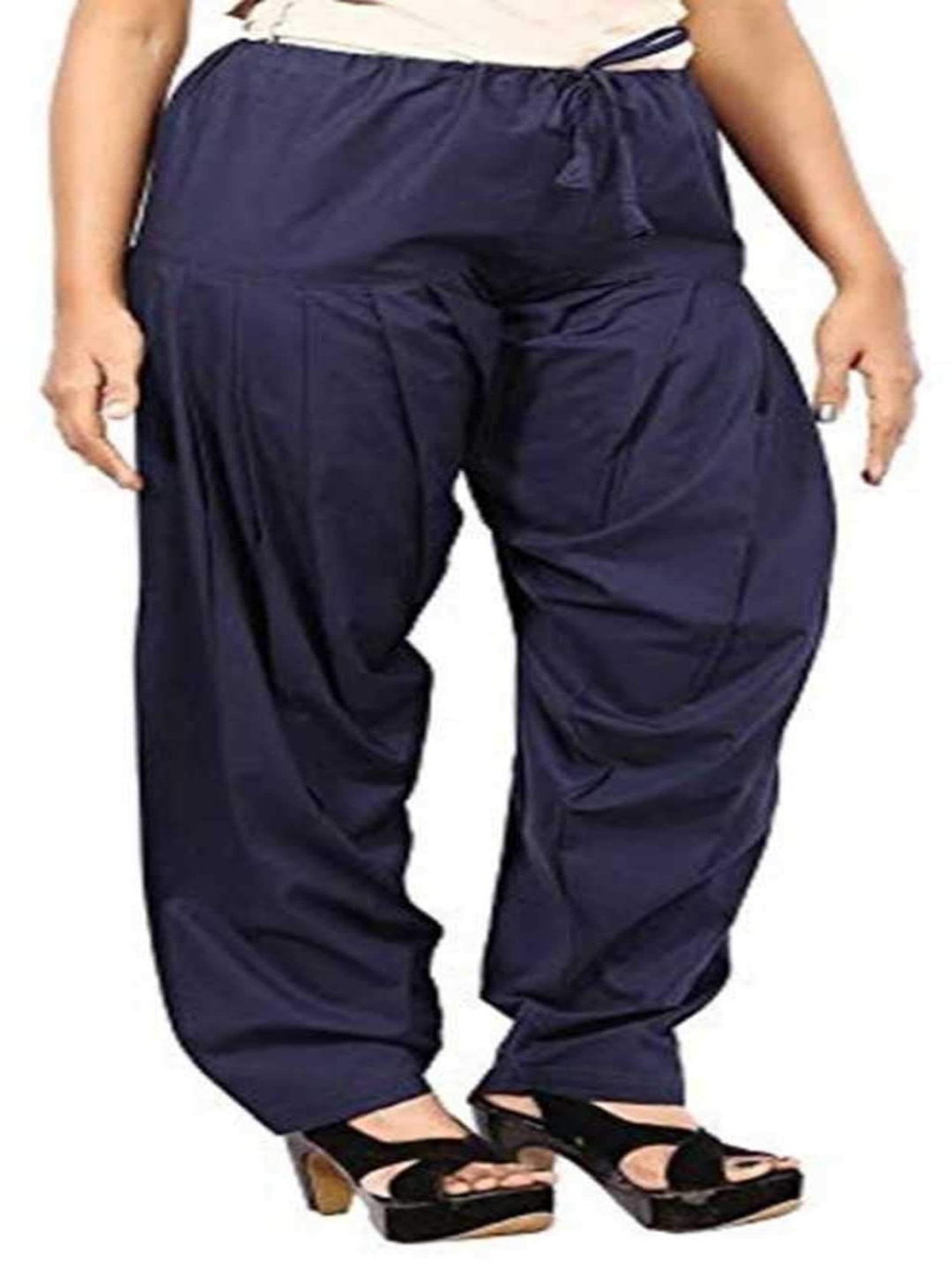 

IMAGO Women Solid Mid Rise Loose Fit Cotton Salwar, Navy blue