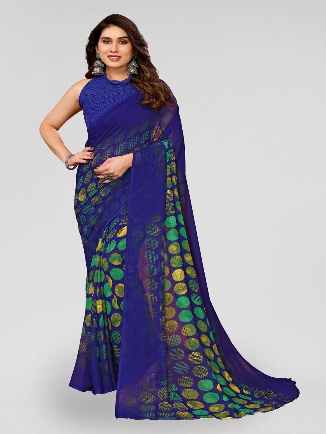 

ANAND SAREES Floral Printed, Blue