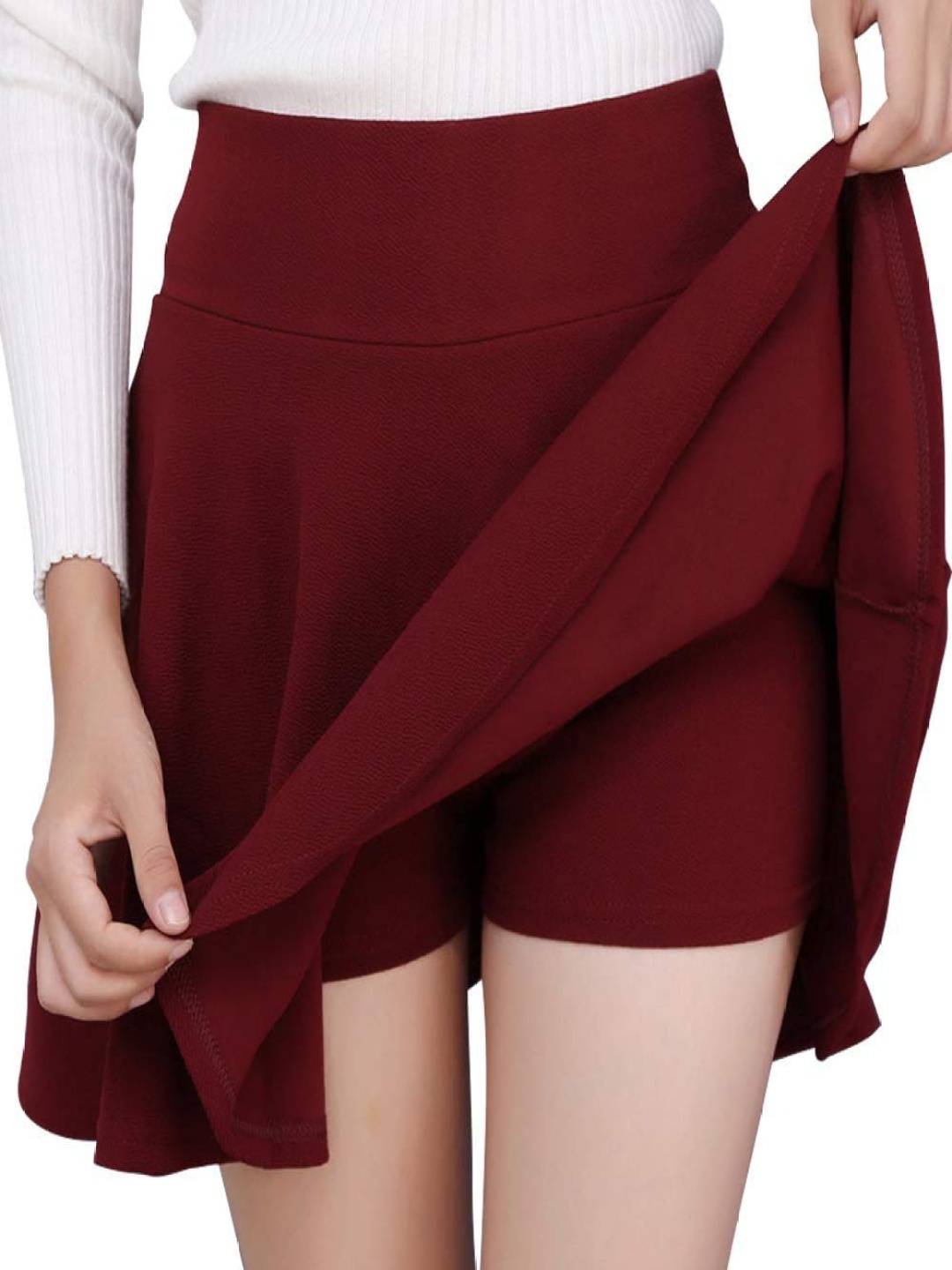 

Mehrang A-Line Mini Skirt With Inner Short, Maroon