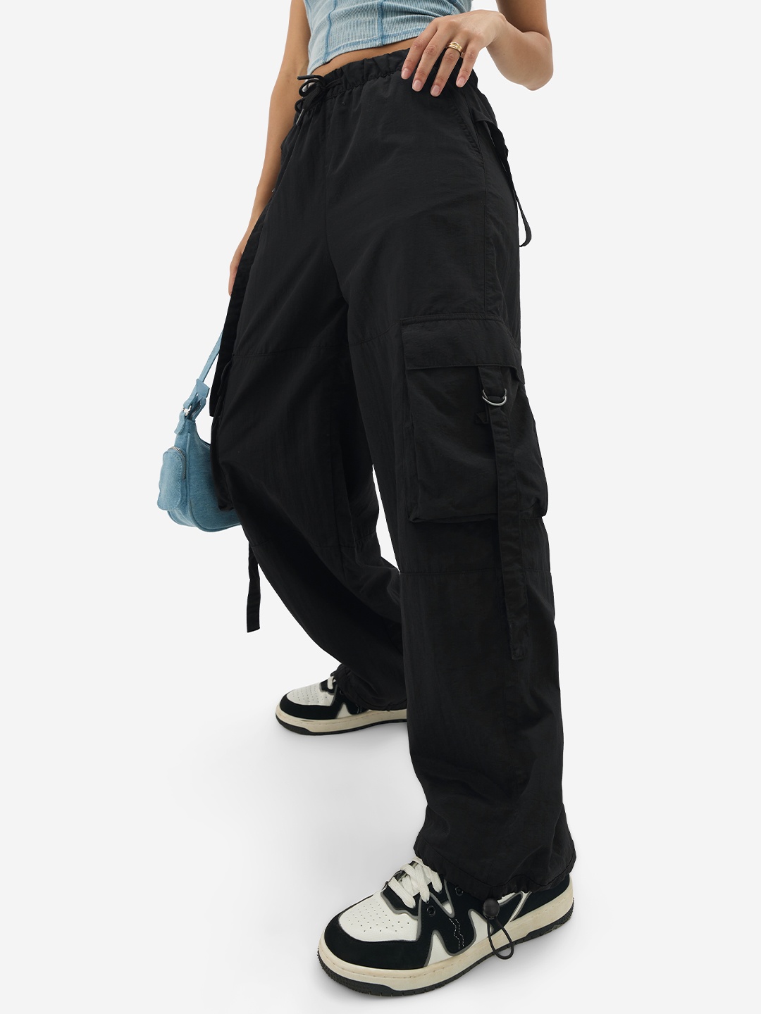 

The Souled Store Women Loose Fit Cargos Trousers, Blue