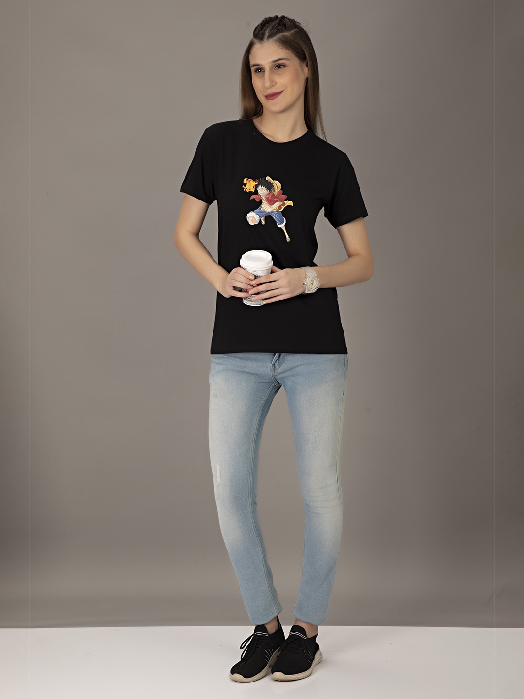 

STHULAS Pure Cotton Printed T-Shirt With Trousers Co-Ords, Black