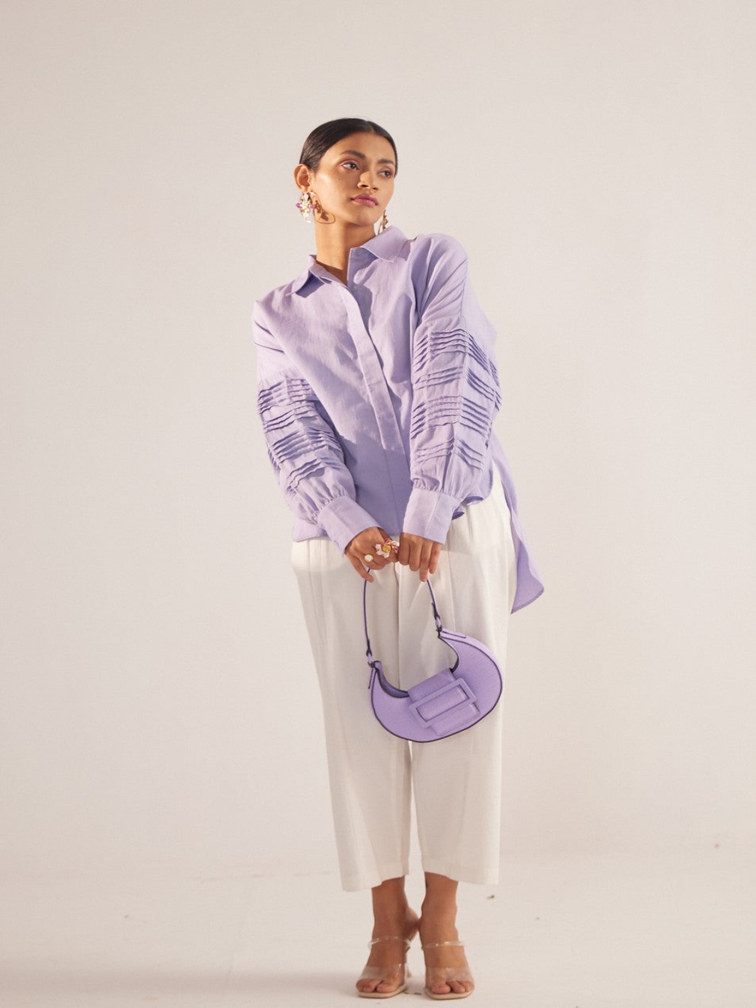 

Western Era Striped Cotton Shirt Style Top, Purple