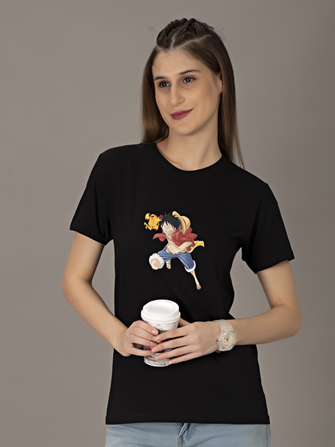 

STHULAS Printed Pure Cotton T-shirt, Black