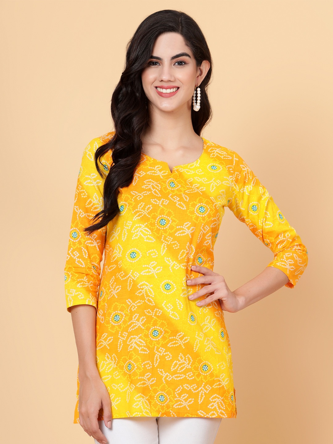 

Bani Women Printed Ethnic Tunic, Yellow