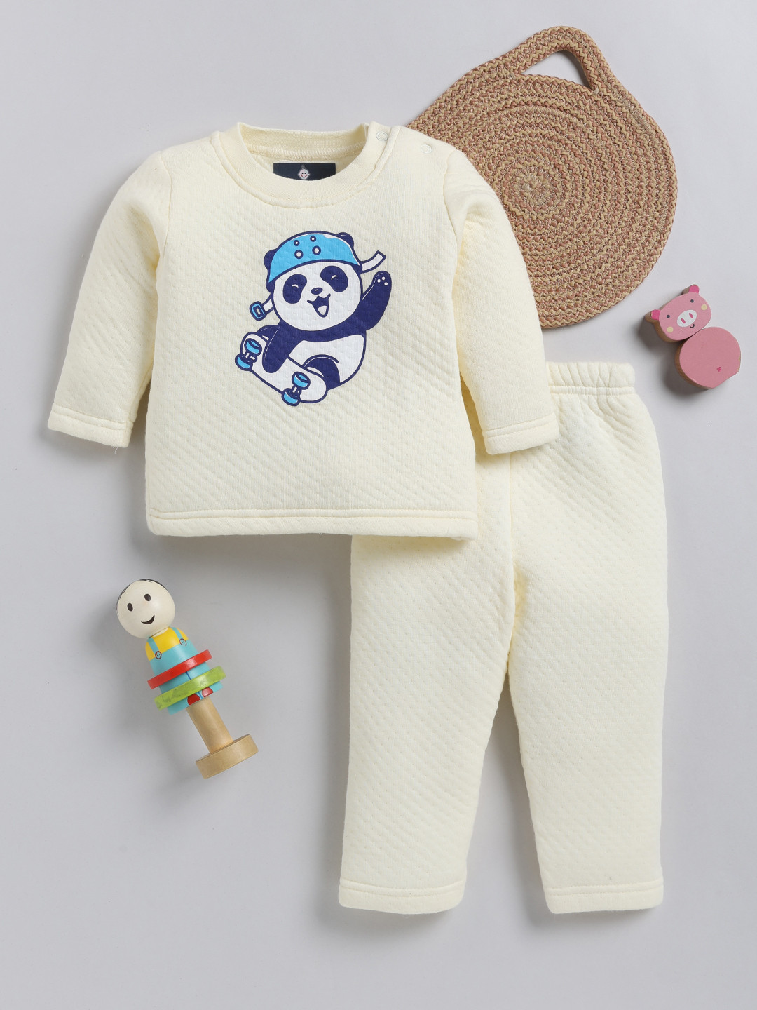 

YK X Tinyo Infant Boys Printed T-shirt with Trousers, Yellow