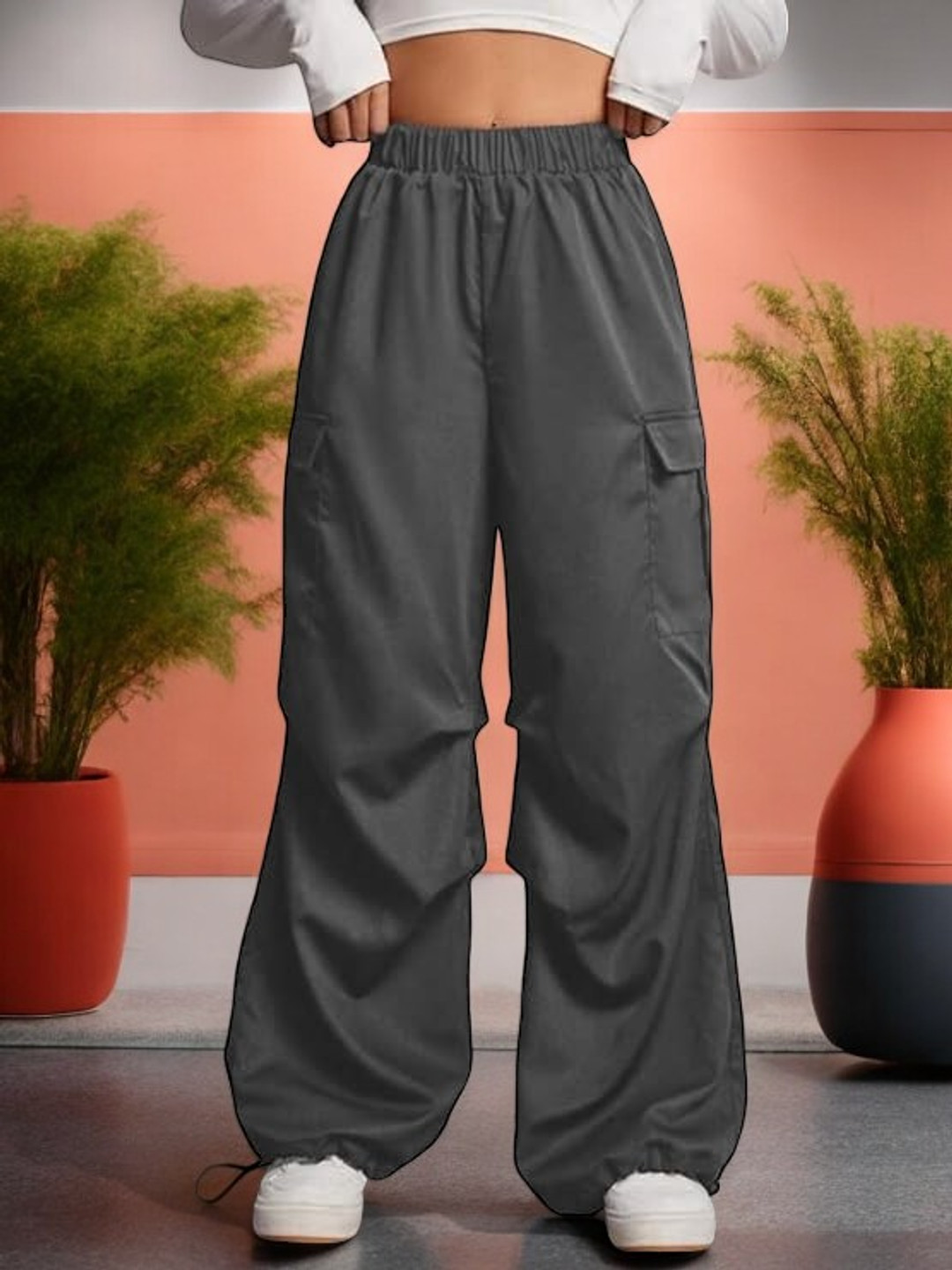 

TABADTOD Women Relaxed Loose Fit Trousers, Grey