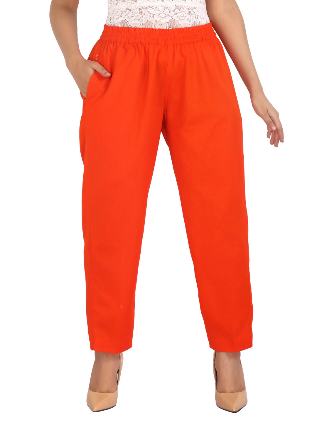 

COTTON CULTURE Women Relaxed Trousers, Orange