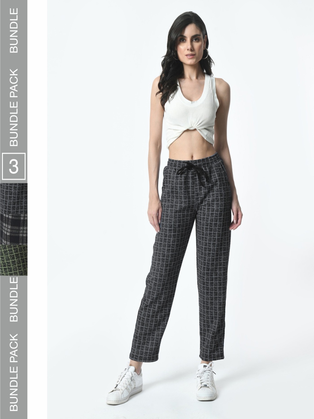 

BAESD Women Pack Of 3 Checked Dry-Fit Track Pants, Green