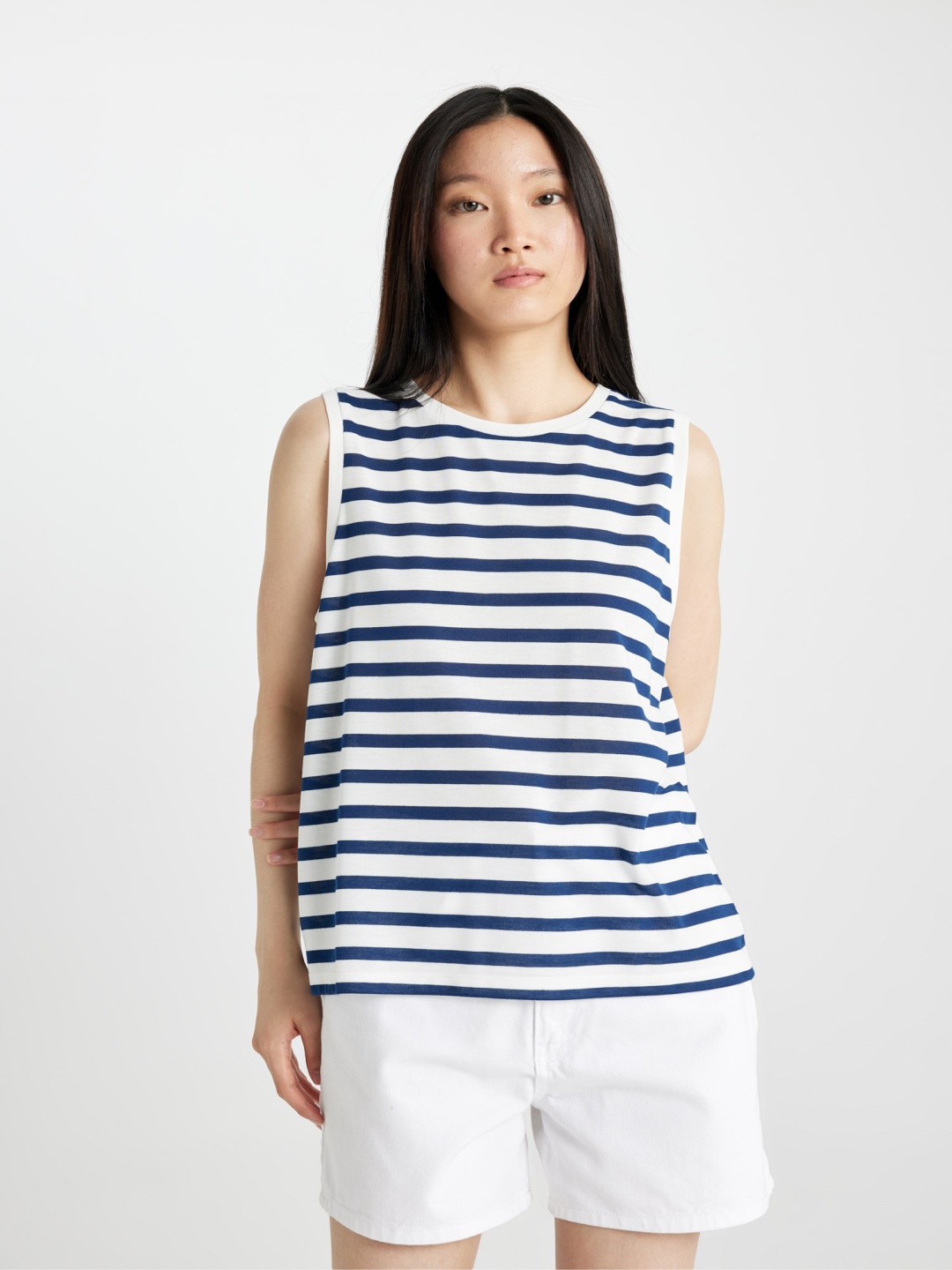 

DeFacto Striped Round Neck Top, White