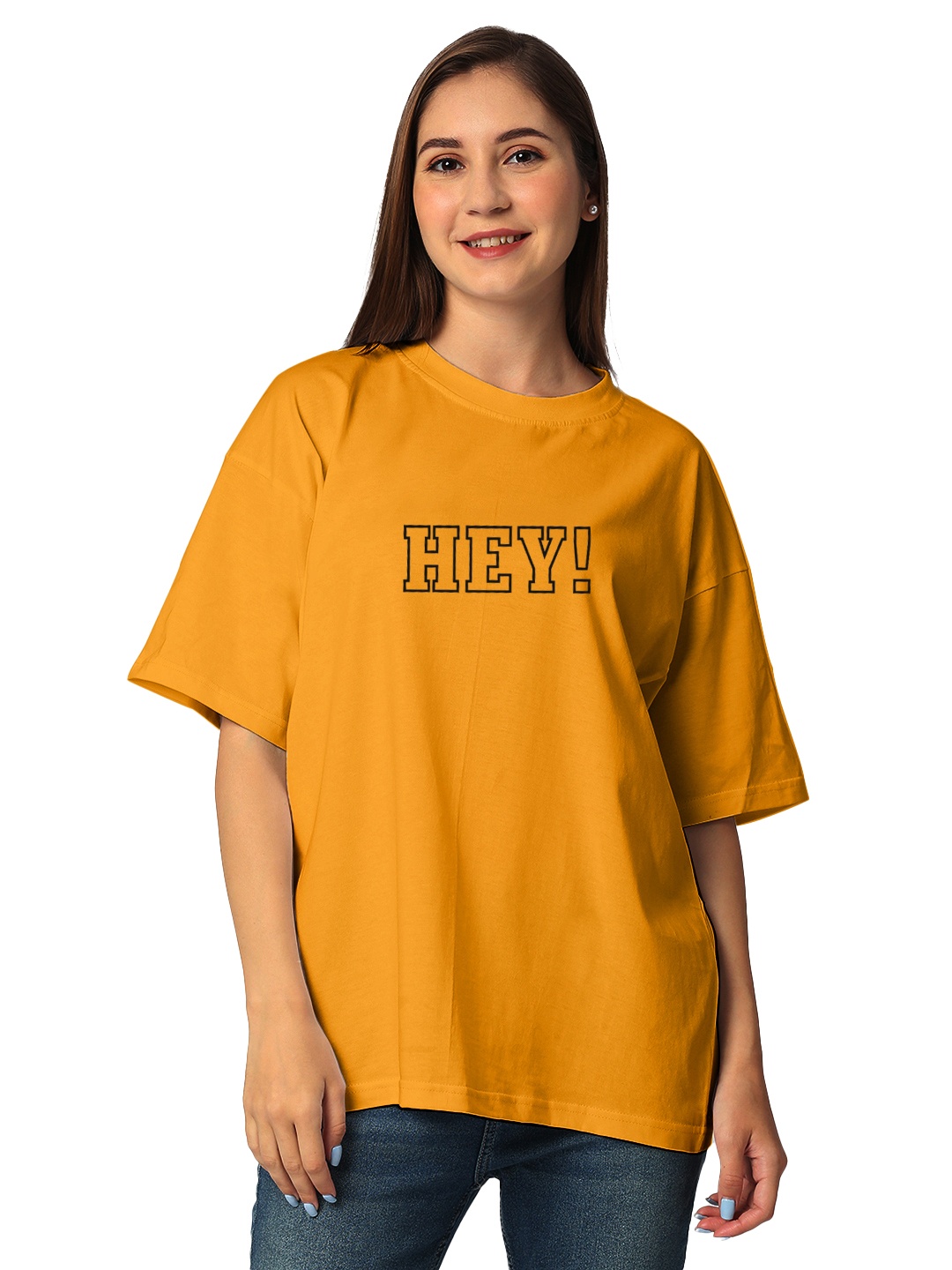 

STATUS MANTRA Women Typography Bio Finish T-shirt, Yellow