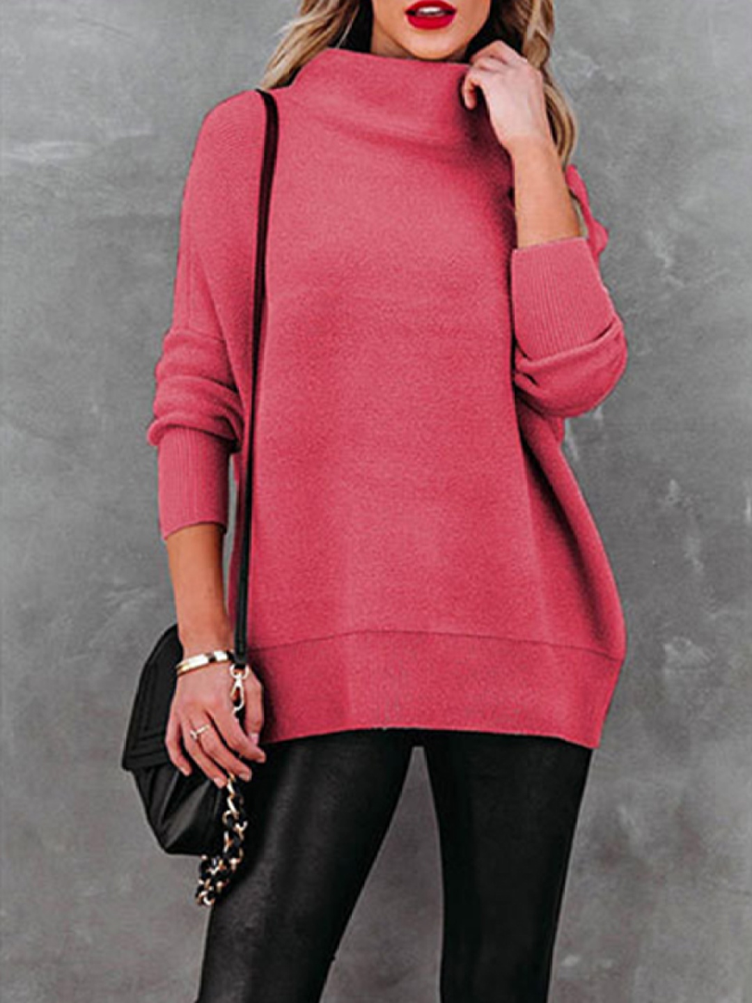 

StyleCast Women Turtle Neck Pullover, Pink