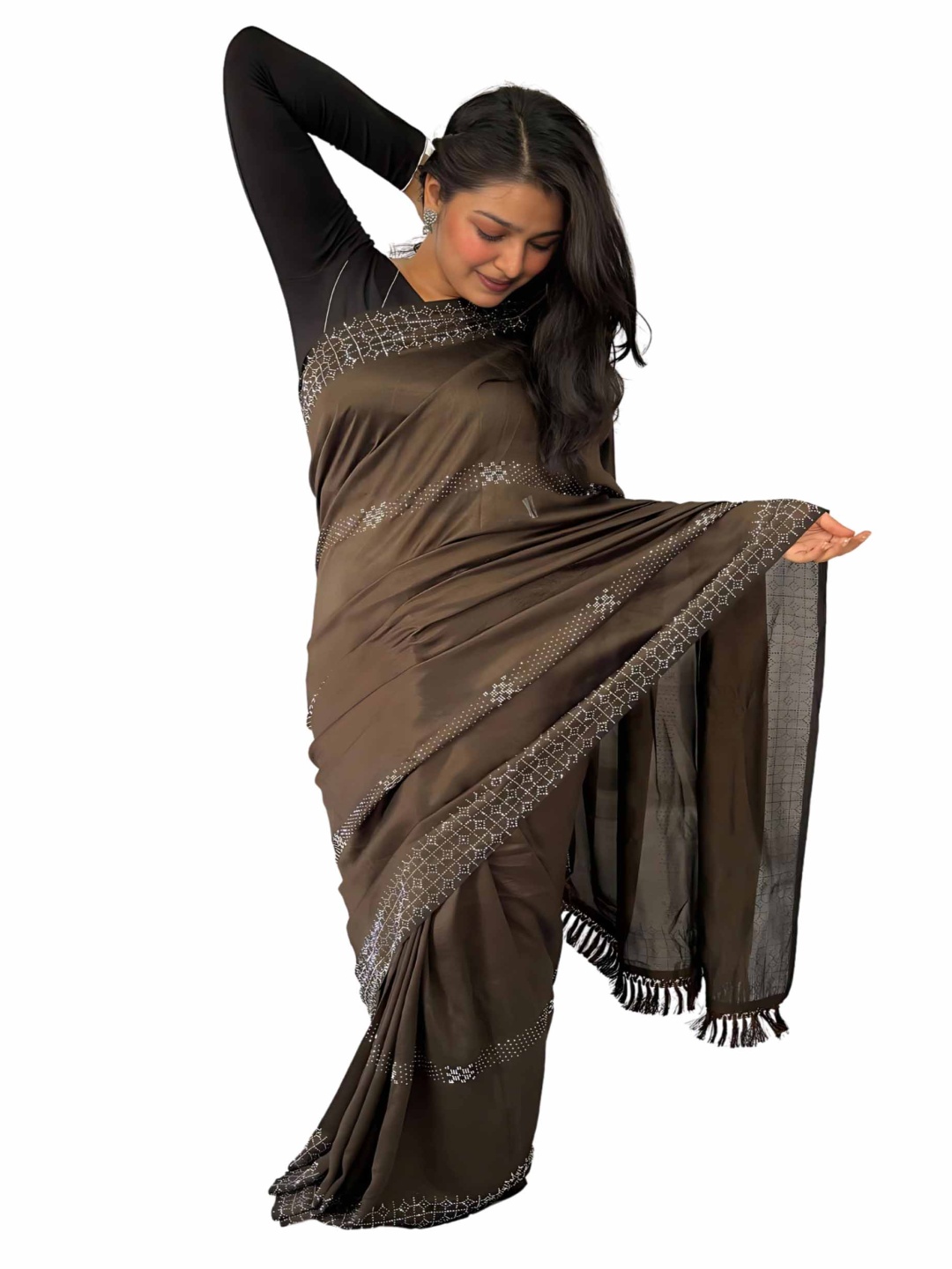 

Sitanjali Poly Georgette Saree, Brown