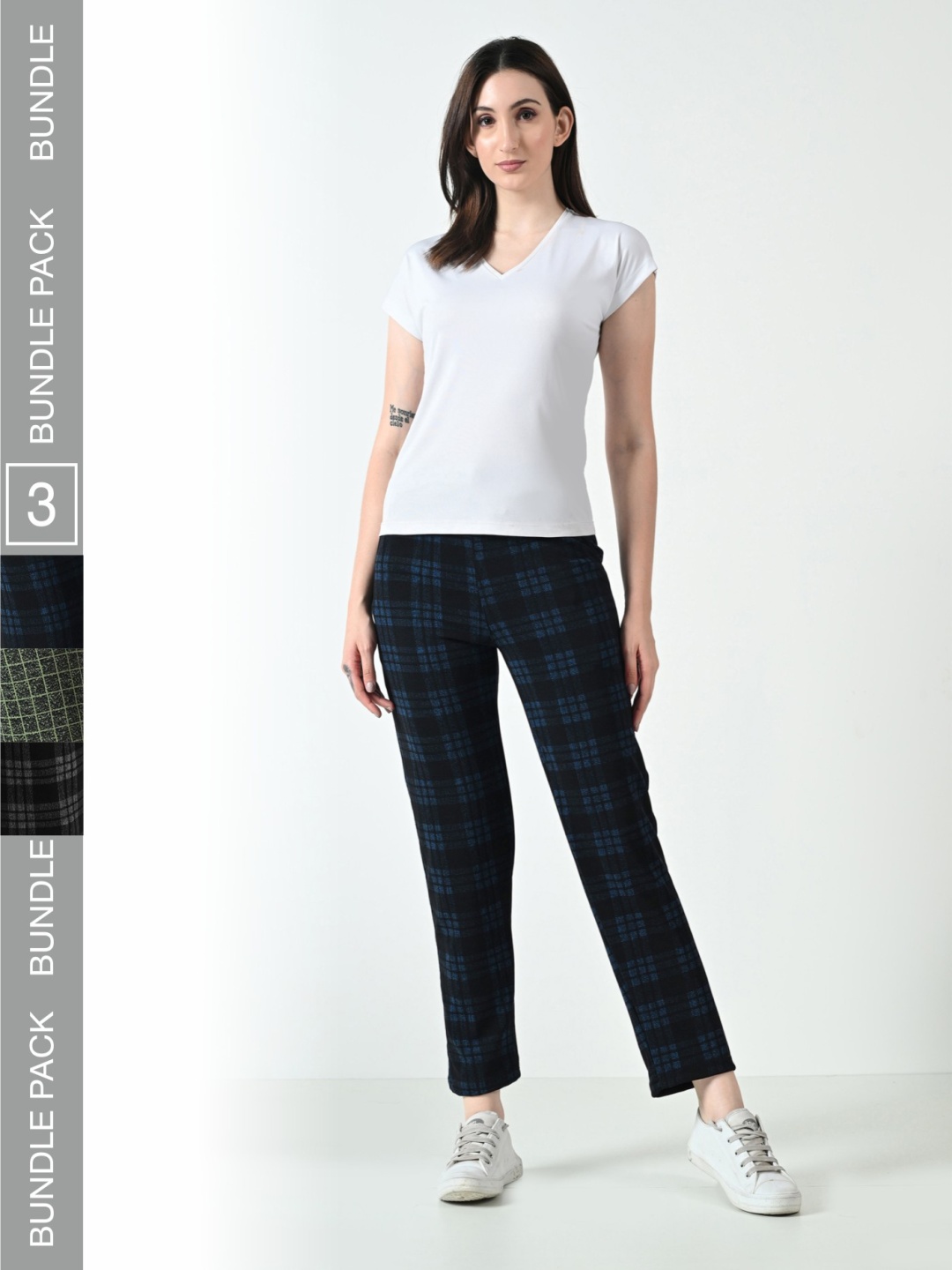 

BAESD Women Pack Of 3 Dry-Fit Checked Track Pant, Grey