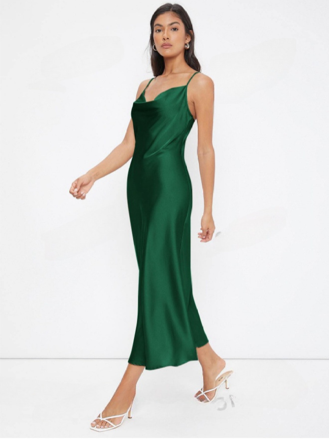 

StyleCast Satin A-Line Maxi Dress, Green