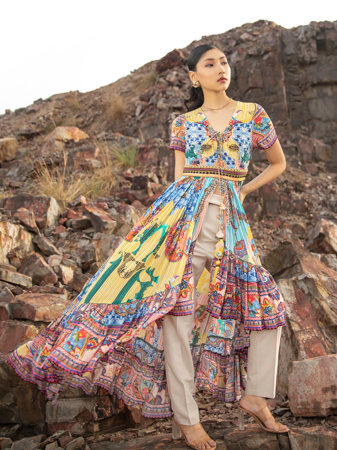 

Bhanuni Women Floral Printed Fit & Flare Dress, Multi