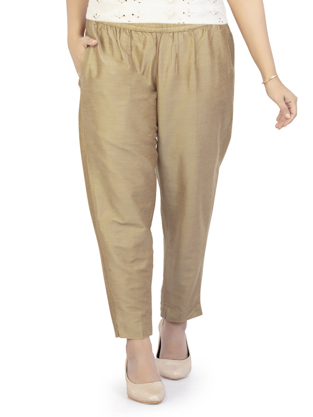 

COTTON CULTURE Women Relaxed Regular Fit Trousers, Gold