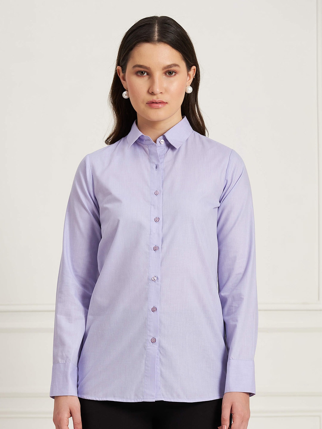 

SALT ATTIRE Women Modern Opaque Formal Shirt, Lavender