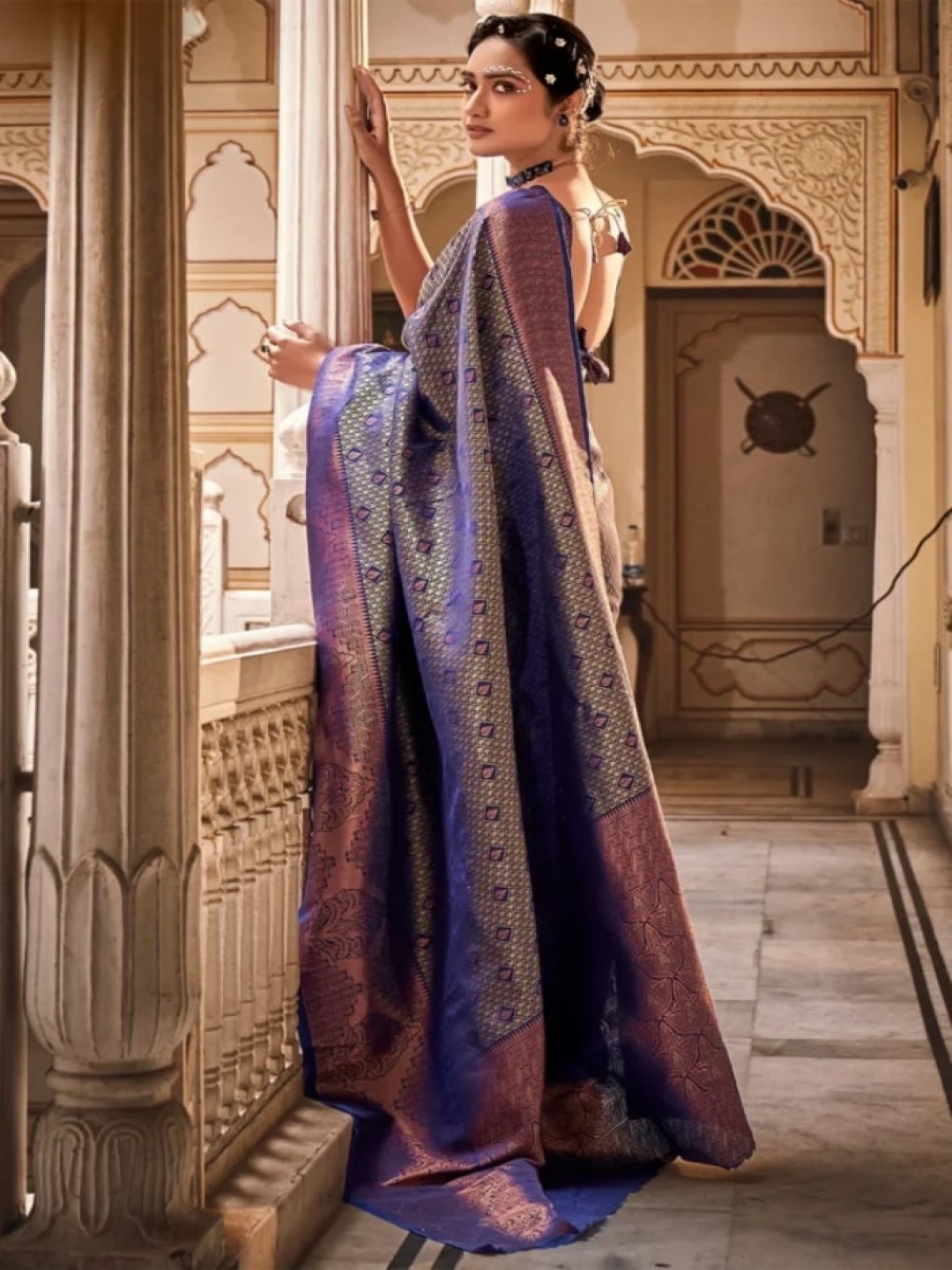 

MySilkLove Woven Design Zari Kanjeevaram Saree, Blue